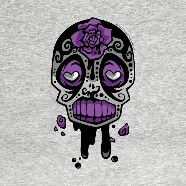 Grey and Purple Ink-Rose Skull by Shanimation